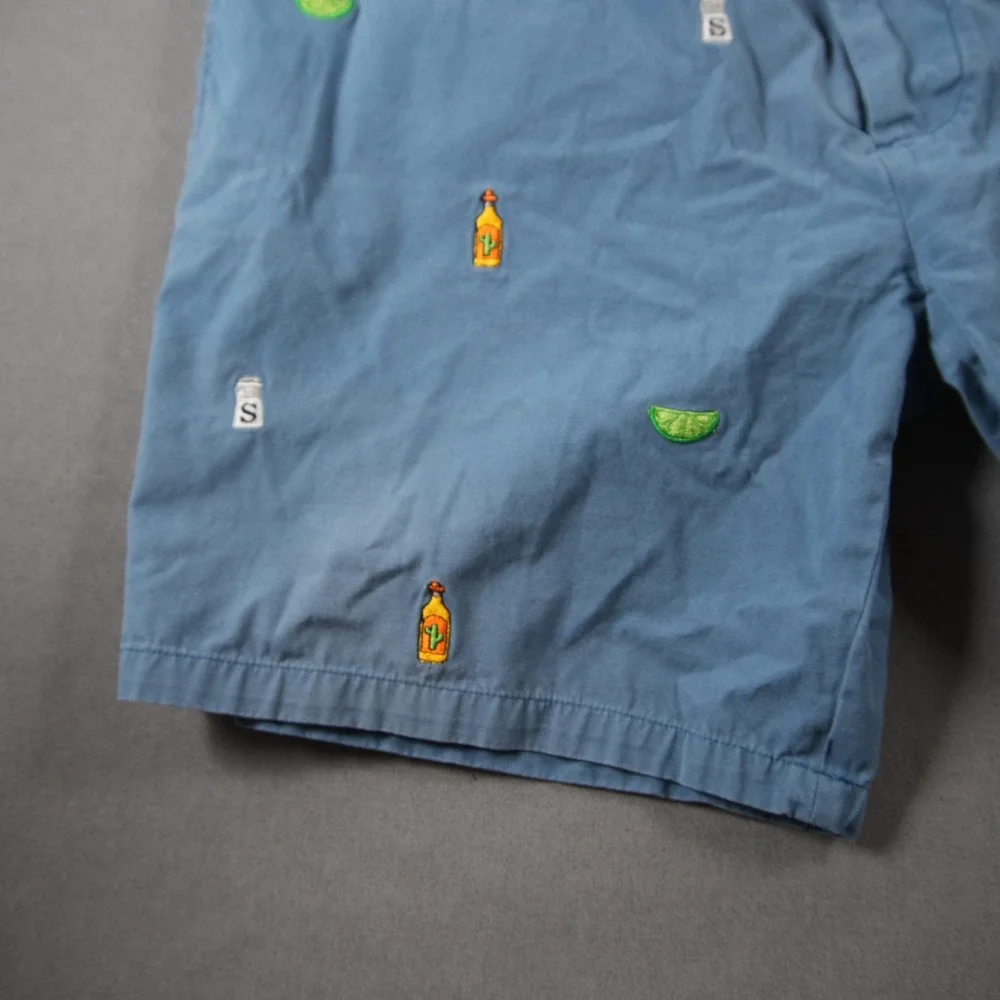Castaway Tequila Lime Salt Embroidered Vacation Fun Costal Chino Men Shorts 40